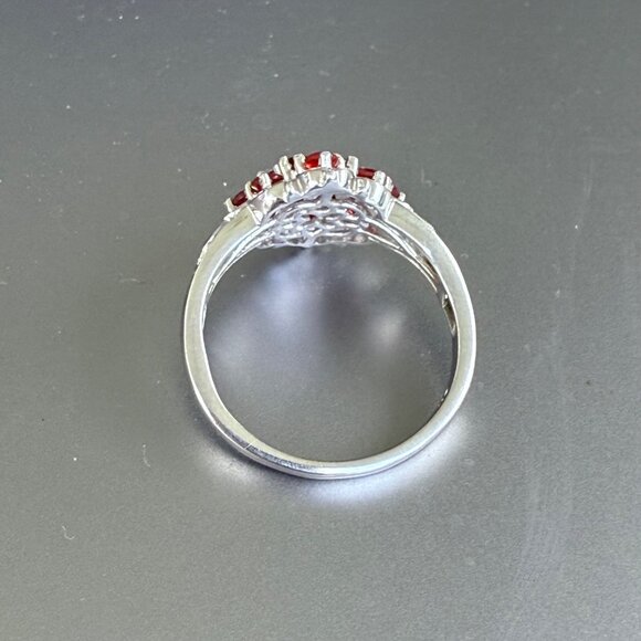 Sterling Silver Garnet Gemstone Cluster Ring Size 11 - Picture 5 of 7